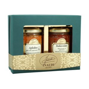 Confezione regalo Luxury Box "Piccante" contenente: Agliolino 180g, Indiavolata 180g